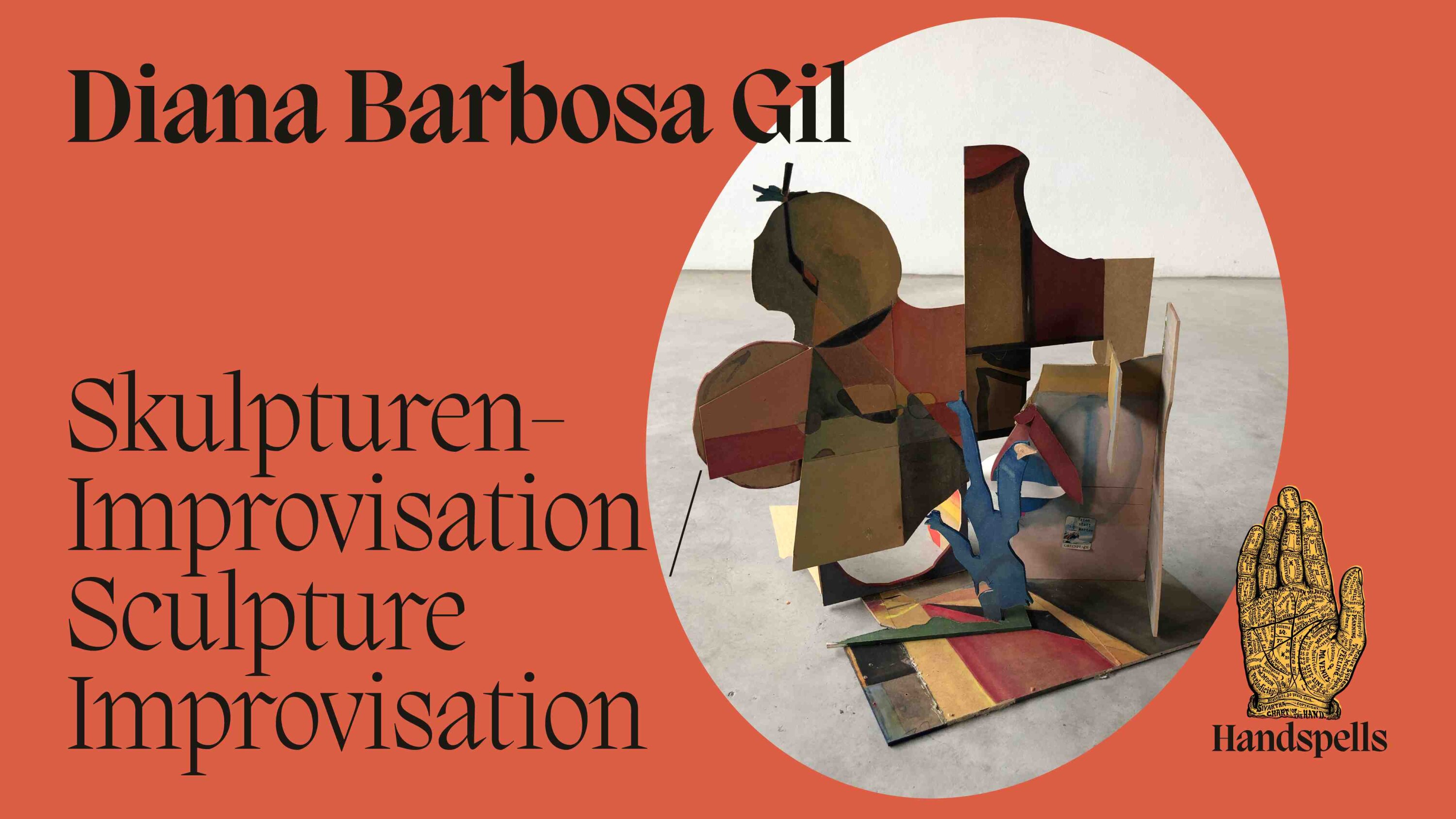 Textgrafik Diana Barbosa Gil: Skulpturen-Improvisation, Bild einer Skulptur